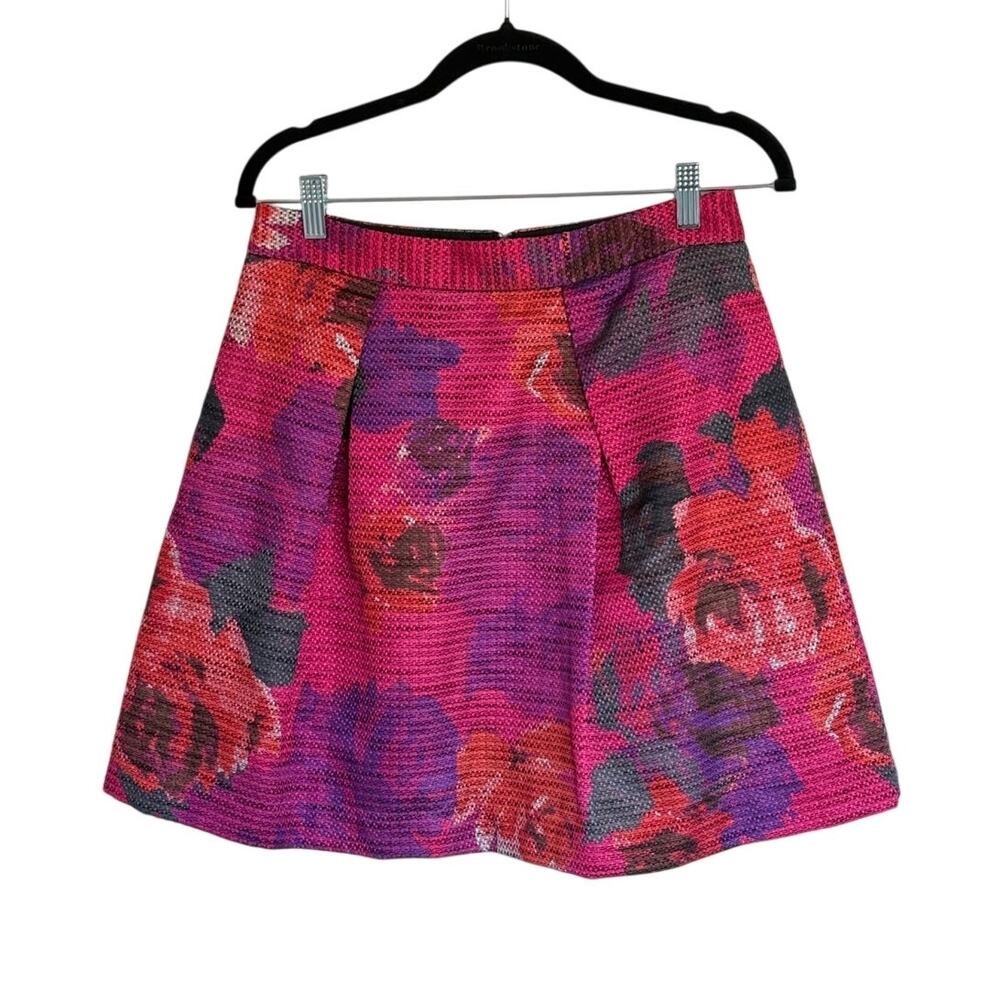 Trina Turk Ferne Floral Pleated Skirt NWT Pink Metallic A-Line Sz 6